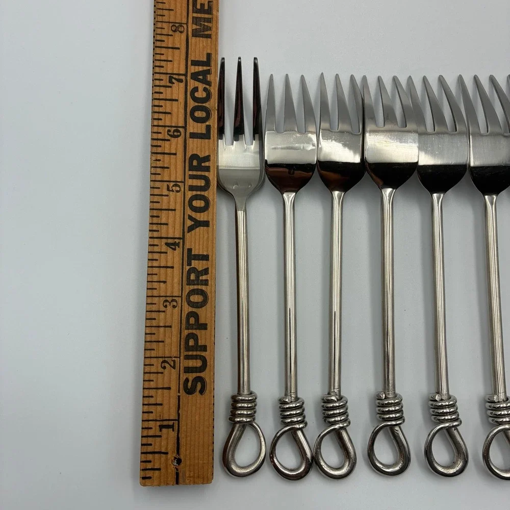 Gourmet Settings Twist and Shout Salad Forks 18/10 Stainless Steel Set of 8